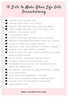 19 Lists to Make Whe